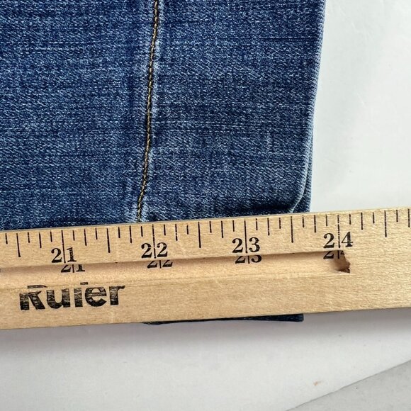 Spanx Jean Women 33x23* Cropped Wide Leg Patch Pockets Blue Stretch Denim Tag XL - Picture 12 of 16